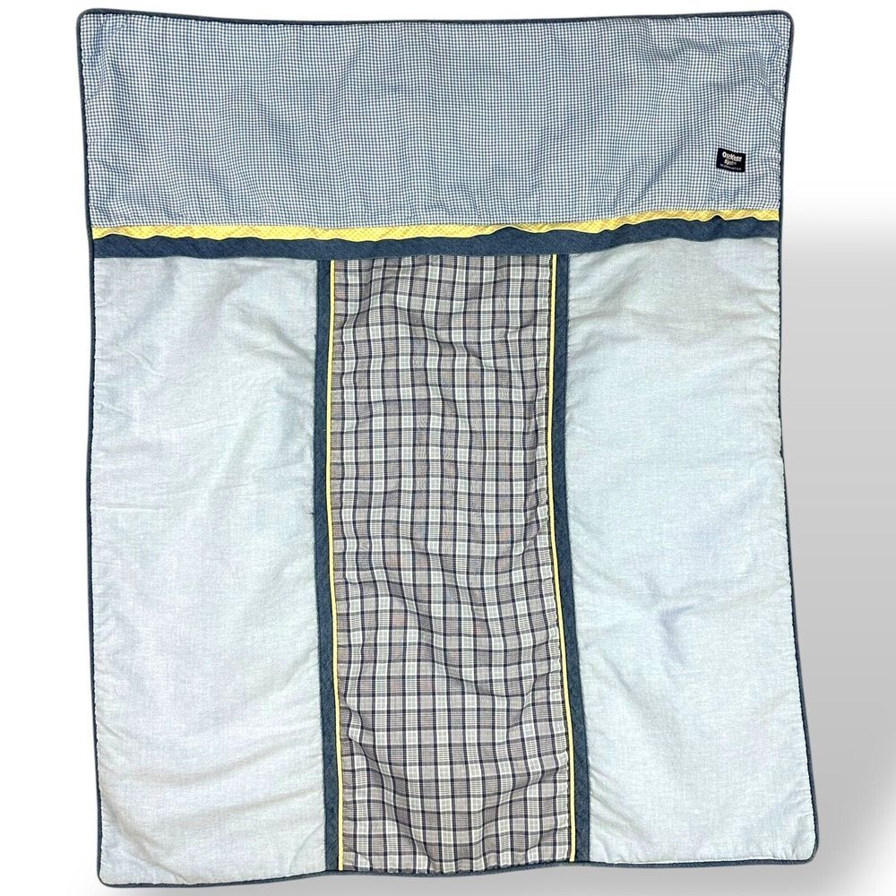 Vintage Oshkosh B'Gosh Baby Comforter Quilt Gender Neutral Blue Yellow 35x42 GUC - Picture 2 of 6